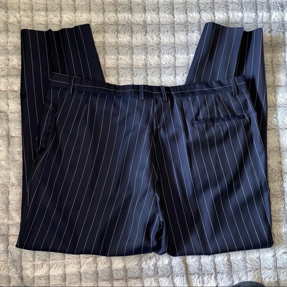 T.M.Lewin Pure Wool Pinstripe Suit sz 46R Navy - Picture 9 of 12